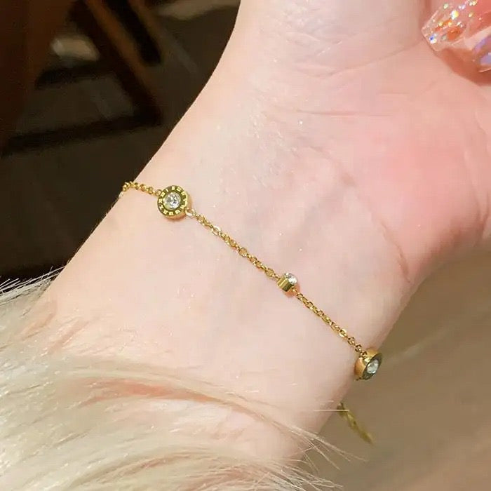 Roman numbers diamond studded bracelet