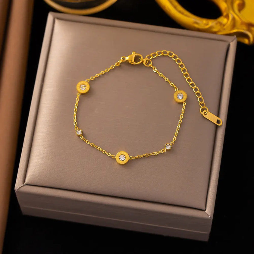 Roman numbers diamond studded bracelet