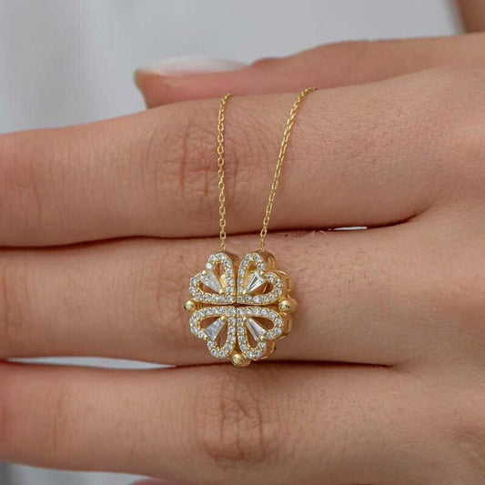 Gold Plated Clover Design AD Openable Magnetic Pendant