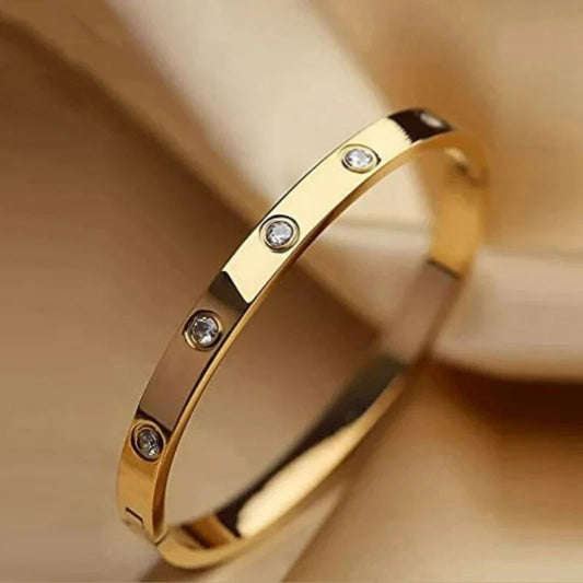 Stainless Steel Contemporary Gold Plated Love AD Anti-Tarnish Bracelet
