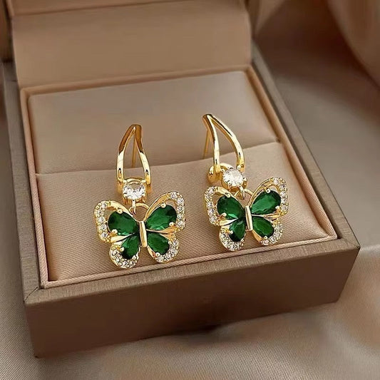 Korean Crystal butterfly drop earrings
