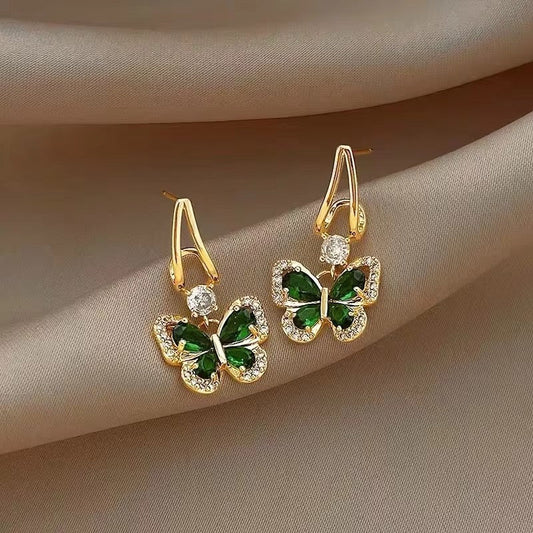 Korean Crystal butterfly drop earrings
