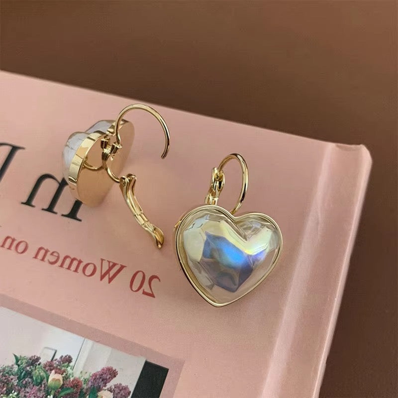 Cute Heart Shaped Pearl Hypoallergenic Earrings