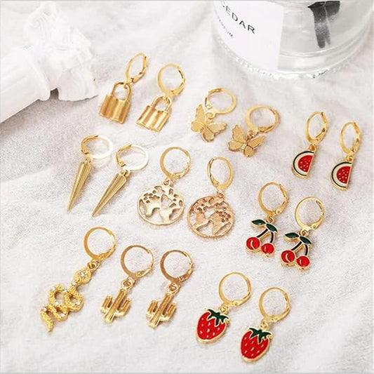 Multi-Colour Gold Plated Earrings Combo For Women