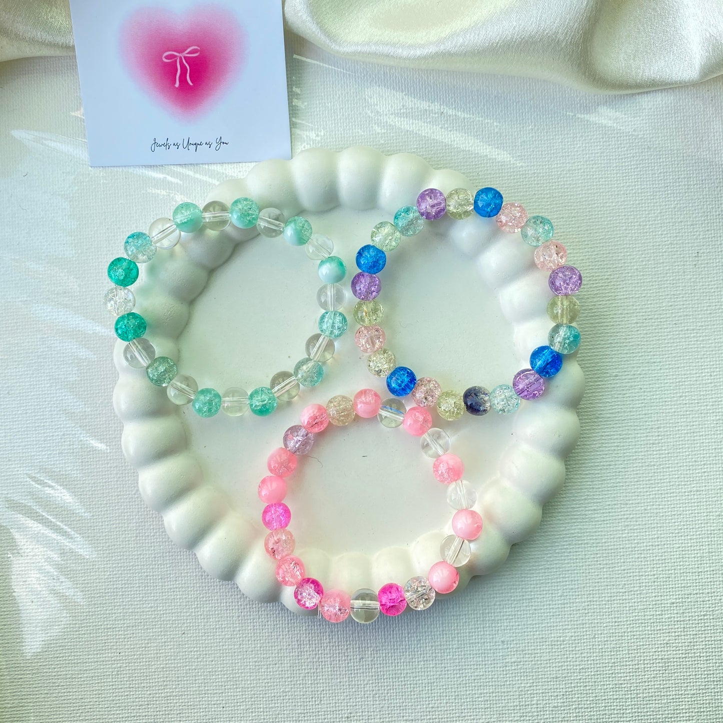Pink Crystal Beaded Bracelet