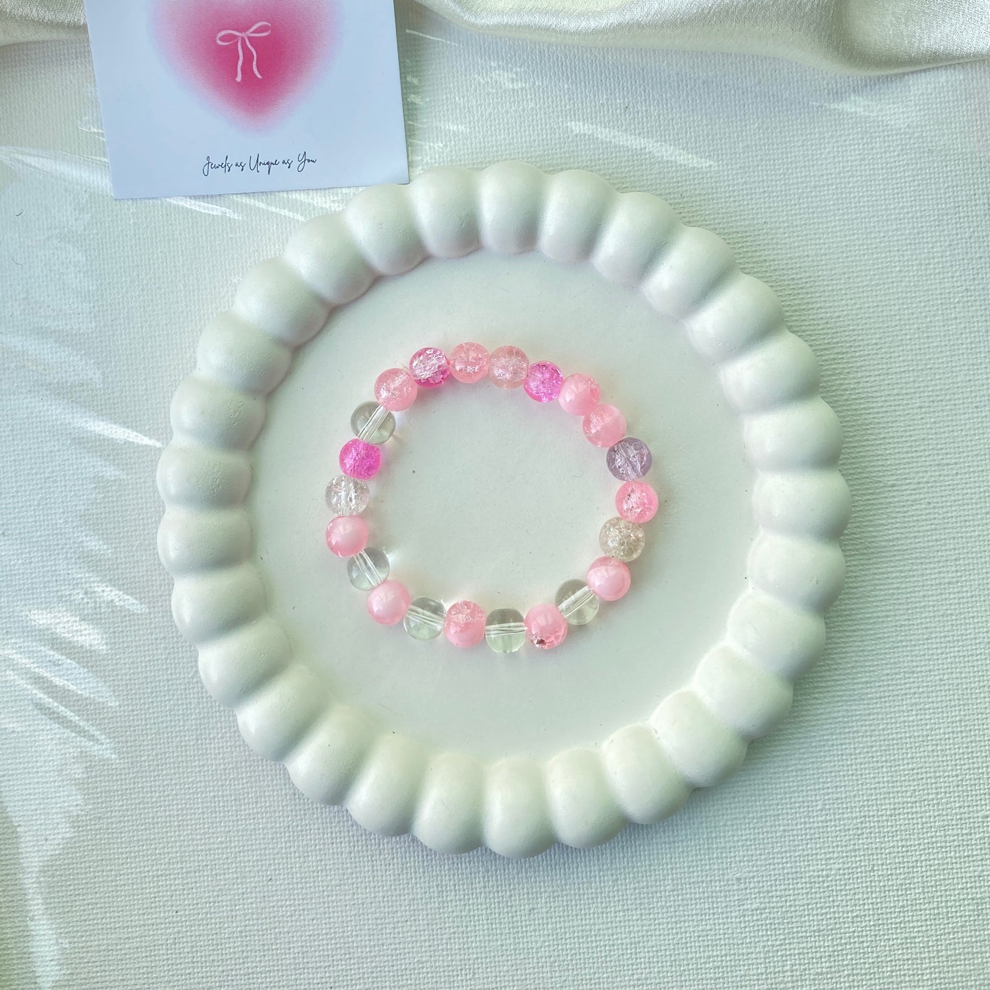 Pink Crystal Beaded Bracelet