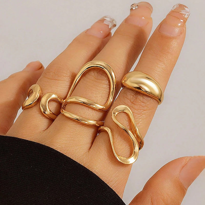 Trending Gold Plated Set of 4 Stackable Finger Rings