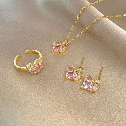 Blush Heart Gold Jewelry Set